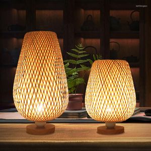 Tafellampen vintage bamboehandicraft slaapkamer bedkamer bureau lichten handgemaakte lamp woonkamer decor warm bamboe