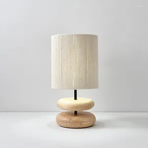 Lampes de table Lampe en bois massif de chambre à coucher vintage avec tissu métallique Art haut de gamme Sentez-vous une atmosphère créative Salon Étude Lampe de chevet
