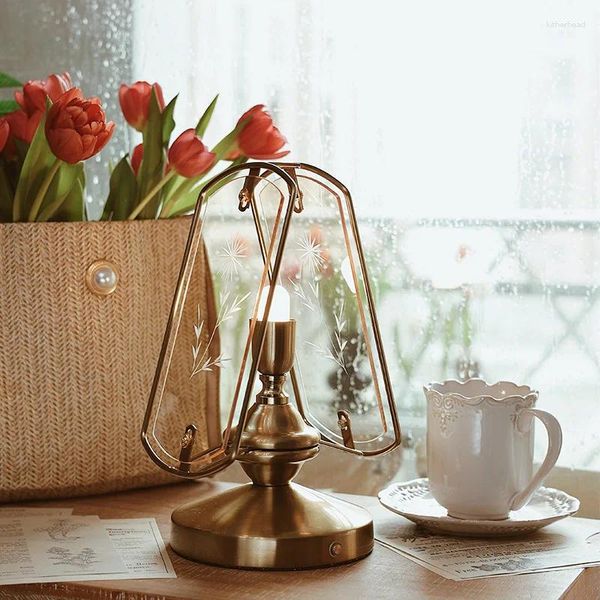 Lampes de table lampe en laiton vintage TRENDY RETRO Classic Atmosphère Nostalgic Night Desk Light for Home Bedroom ou Living Room Decor