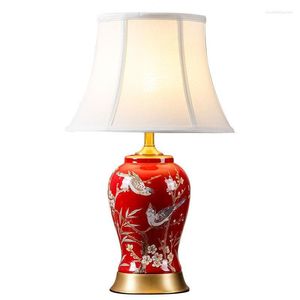 Lampes de table Vintage chinois en céramique lumière lanterne classique moderne chaud romantique mariage chambre lampe de bureau chevet LED