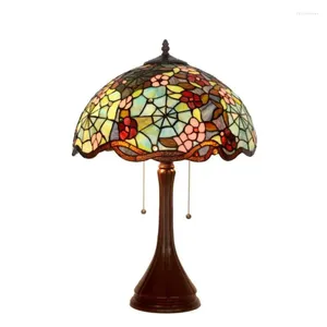 Tafellampen Vintage Land Kleurrijk Glas Pastorale Tiffany Lamp Voor Foyer Slaapkamer Bar Appartement Verlichtingsarmatuur 61cm 1097