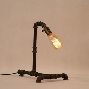 Lampes de table Vintage gradateur lampe tuyau bureau lumière fer Base étude maison Bar décor nouveauté nuit éclairage E27 Edison ampoule