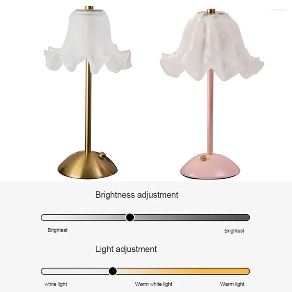 LAMPS DE TABLE VINTAGE LAMPLE FLORON CONTRÔLE 850MAH ATMOSPHERE SENS SENS LETURE LETURE USB Base de métal rechargeable pour chambre à coucher pour la maison