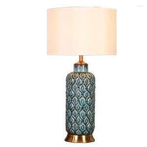 Lampes de table Vintage industriel bleu rétro lampe en céramique chambre salon étude bureau lampe de lecture LD159
