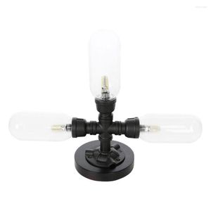 Tafellampen vintage industriële waterpijplamp drie koppen g4 warm licht witte eu plug