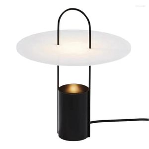 Lámparas de mesa Vintage, lámpara Led portátil de escritorio, mesita de noche, mesa azul blanca y negra para sala de estar, dormitorio, luz decorativa