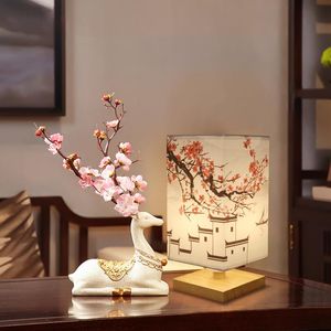 Tafellampen vintage vierkante houten Japanse lamp indoor verlichting slaapkamer decor nachtlicht led afstandsbediening dimt diming driver 220V luzestable