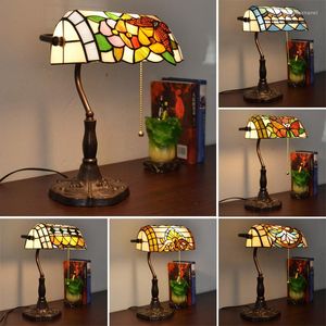 Lampes de table Vintage vitrail pour chambre chevet méditerranéen Tiffany lampe de bureau salon décoration support veilleuse