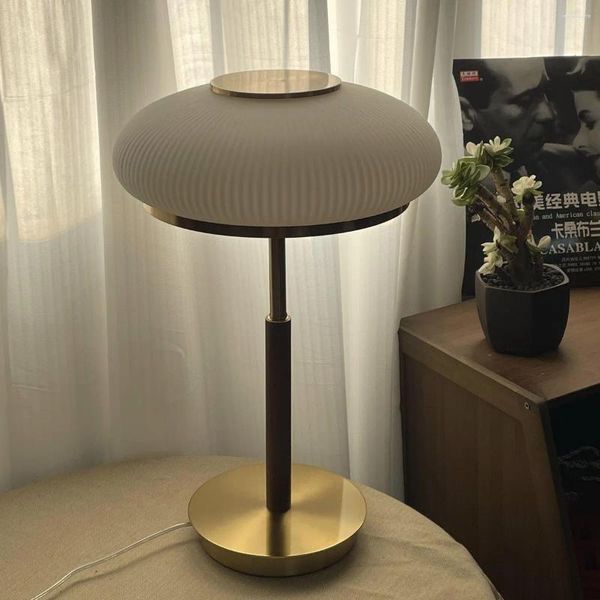 Lampes de table vintage blanc givré lampe en verre LED LED Étude de lit de lit décoration de salon