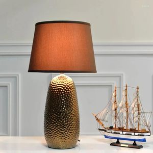 Lampes de table wabi sabi style américain glacée en métal tissu de café en céramique décoration européenne lampe de lecture GL94RT