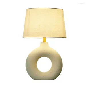 Lampes de table Wabi Sabi Céramique Lumière Designer Tissu Ombre Rétro Maison El Villa Éclairage Décoration Chambre Chevet LED Lampe de Bureau