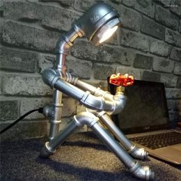 Lampes de table Tuyau d'eau Robot Bureau Décor à la maison Lumière industrielle à côté de la lampe de chambre