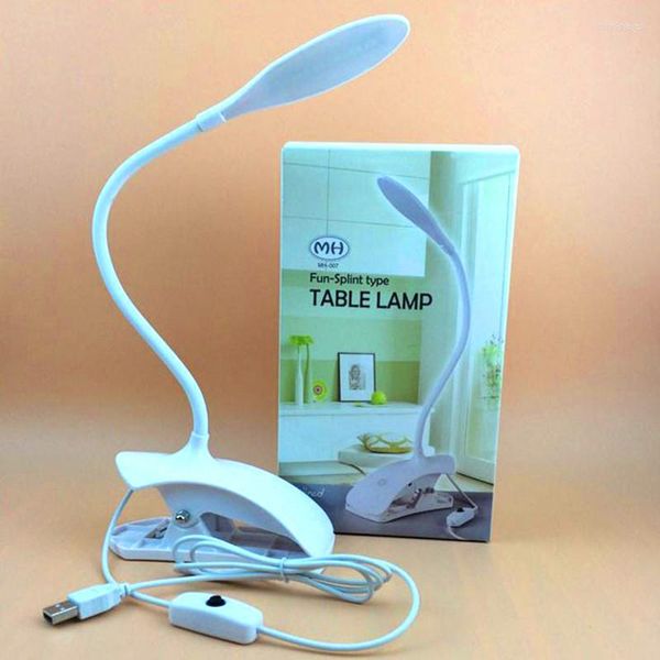 Lampes de table Blanc 3w LED USB Lampe Lecture Flexionnel Stand Clip Bureau Mode Nouveauté Cadeau Pour Étudiant