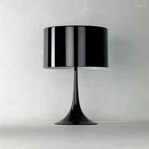 Lampes de table Blanc/Noir Métal Aluminium Abat-jour Lampe Moderne Nordique Led Bureau Design Bureau Bureau Moyen Dia.30cm H50cm MING