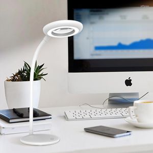 Tafellampen witte USB oplaadbare dimmende draadloze aanraakschakelaar in de nacht Studenten Office Worker oogbescherming Reading LED -bureaulamp