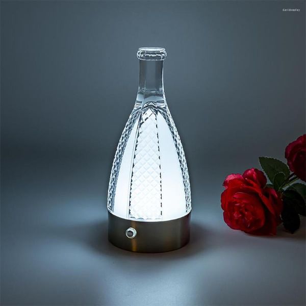 Lámparas de mesa botella de vino lámpara de cristal sala de estar mesita de noche LED luz nocturna de ahorro de energía carga atmósfera táctil hogar 2023