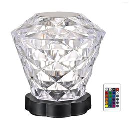 Lampes de table avec contrôle de touche à distance LED RVB 16 couleurs Rose Diamond Cheerside atmosphère pour la luminosité de la lampe cristalline de chambre à coucher réglable