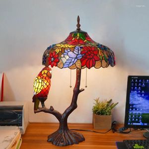 Tafellampen WOERFU Tiffany Lamp Dragonfly Papegaai Lampenkap Verlichting Slaapkamer Woonkamer Hars Voet