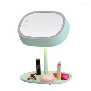 Lampes de table Femme Maquillage Miroir Stockage Visage LED Lumière Réglable Tactile Gradateur USB Vanité Bureau Cosmétique Mirrorw