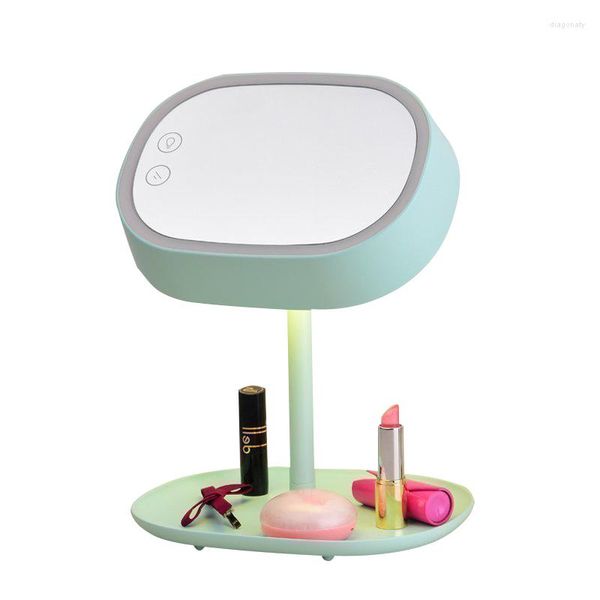 Lámparas de mesa Mujer Maquillaje Espejo Almacenamiento Cara Led Luz Ajustable Touch Dimmer USB Vanity Desk Cosmetic Mirrorw