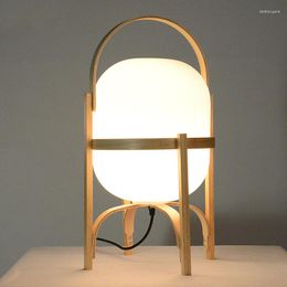 Lampes De Table Lampe En Bois Japonais Debout Verre Lumière Art Moderne Éclairage De Table Pour Salon Étude Chambre À Côté Des Lumières Portables