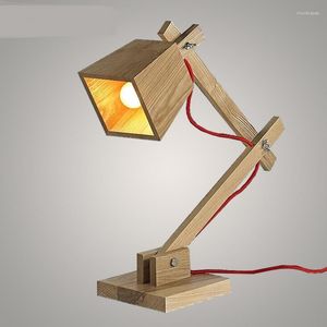 Lampes de table lampe en bois nordique solide créatif bureau étude chambre chevet