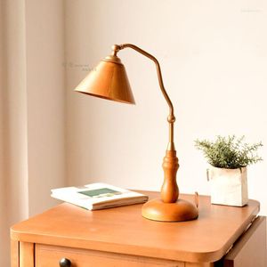 Tafellampen houten lamp eenvoudige retro gepersonaliseerde industriële stijl creatief Chinees bed bureau verstelbaar