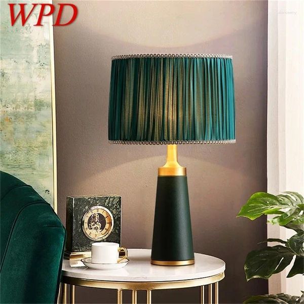 Lámparas de mesa Lámpara de latón WPD Luz de escritorio verde Decoración de LED de lujo contemporáneo para la cama del hogar