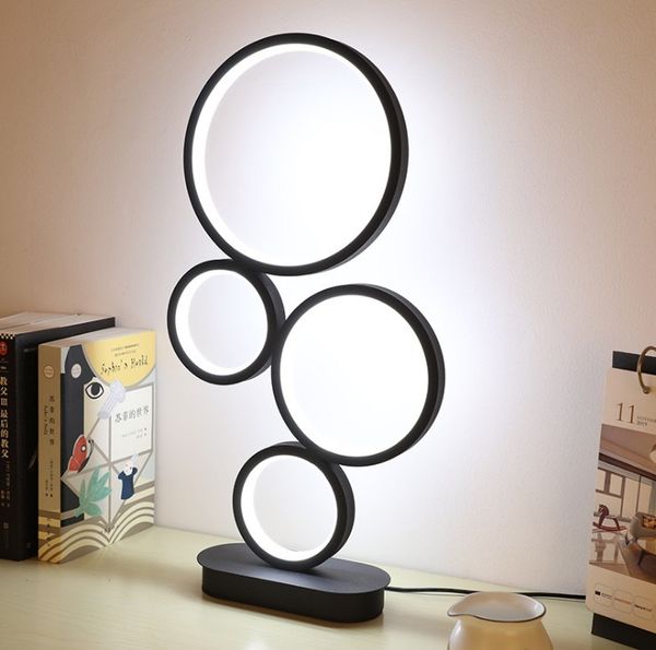 Lampe de table style moderne en aluminium rond Art lampe chambre salon étude décoration lecture bureau LED