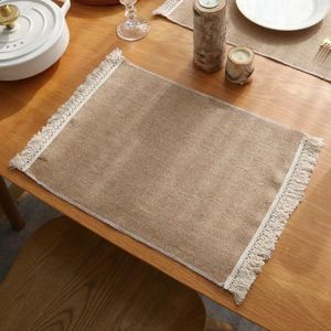 Tafelmatten 1 pc's zachte natuurlijke feestbenodigdheden katoen linnen franjes decor servet placemats