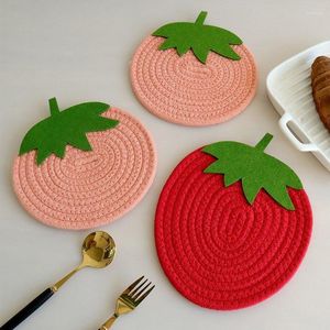 Tafelmatten 1 stuk aardbei placemats schattige tafelbaren kussens warmtebestendige beker isolerende pad fruit series