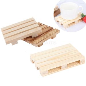 Tafelmatten 1 stuk houten kleine lade mini pallet drankjes onderzetters isolatie kussen cup pot houder mat zeep