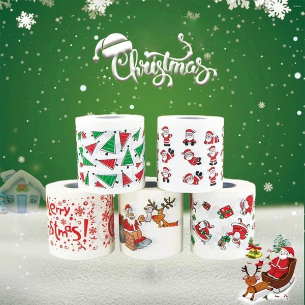 TABLEAU MATS 1 Roll Toilet Papier Carton Modèle Disposable Festif Soft Hygiénique Décorer la fenêtre Duster imprimé de vacances de Noël