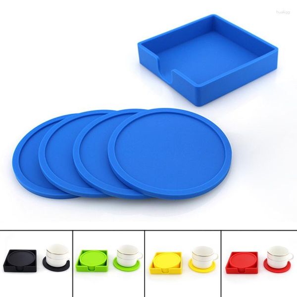 Table Mats 1 Set Silicone Drink Sets de table Cup Pads Plateau Kit de fournitures de cuisine