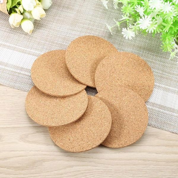 Tapis de table 10/20/50pcs forme ronde 9cm sous-verres en liège naturel uni boisson au vin café tasse à thé antidérapant cuisine Bar accessoires pièces