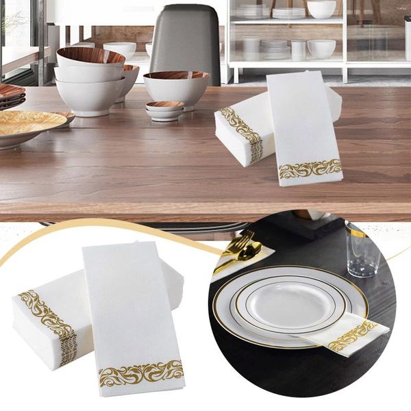 Tapetes de mesa 100 toallas desechables para invitados, tacto de lino suave y absorbente, papel, mano, cepillo decorativo duradero para bañera, mango largo