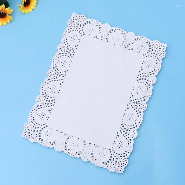 Tapis de table 100 pièces jetables absorbant l'huile blanc dentelle papier creux gâteau emballage tampon outils de cuisson accessoires mariage Par