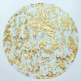 Placemats 100 STKS Metallic Folie Placemats 33 cm Ronde Super Dunne Wegwerp Glitter Goud Voor Bruiloft Verjaardagsfeestje Home decor