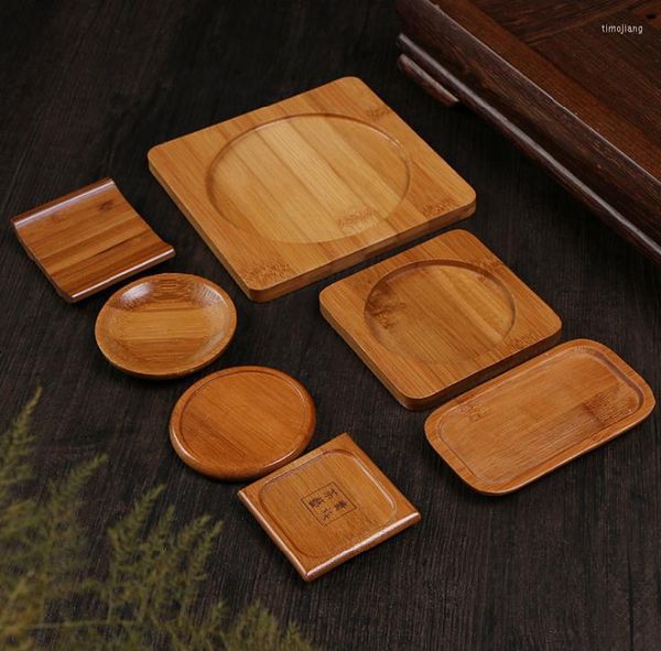 Tapetes de mesa 100 Uds tapete de taza de bambú Natural almohadilla de bandeja de té clásica cuenco cuadrado tetera posavasos accesorios SN2291