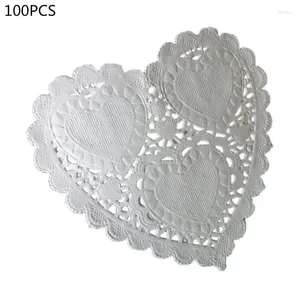 Tapis de Table 100 pièces/ensemble 4 pouces 10cm, napperon en papier en forme de cœur, napperon blanc