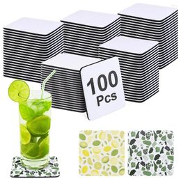 TABLEAU MATS 100PCS SUBLIMATION COINSERS Square Cup vierge Blanche non glissée Transfert de bricolage Crafts d'impression