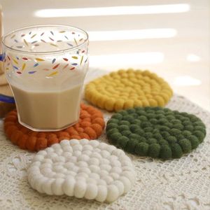 Tafelmatten 10 cm ronde wol viltcoasters handgemaakte vaste kleur placemats schattige mat servies decoratie keuken accessoires