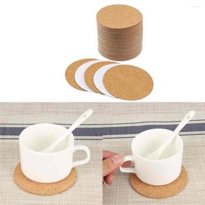 Tapetes de mesa 10 Uds. Posavasos de corcho Natural liso de 10cm, taza para té y café, vino, cuadrado redondo, hogar, oficina, Bar, almohadilla de cocina, tablero escrito DIY