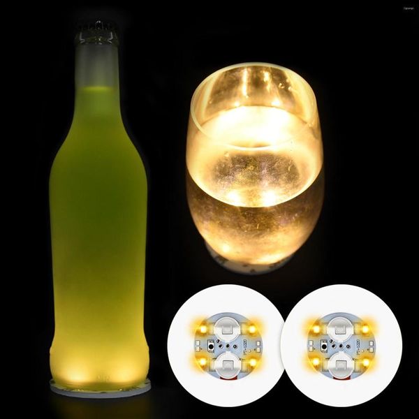 Tapetes de mesa 10 Uds posavasos luces botella pegatinas LED fiesta bebida taza Mat jarrón de Navidad Halloween año decoración luz