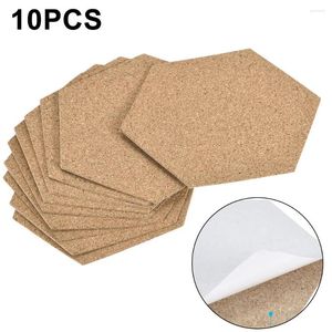 TABLEAU MATS 10PCS HEXAGON CORK Stickers Cup Mat Pad Adhesive Backed Wood Anti-Slip Home Decor 100x85x1mm