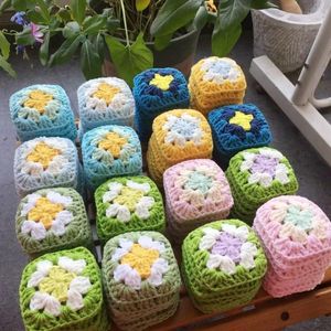 Tafelmatten 10 stks/perceel 7cm DIY Haak Multicolor Granny Square Coasters Decoratie Handgemaakte Cup Pad Wol Clothing Patch