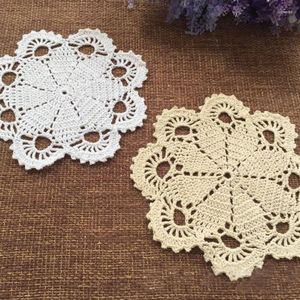 Tafelmatten 10 stks/perceel ronde Doily katoenen handgemaakte gehaakte cupmat 6 kleuren 18cmx18 cm plaats