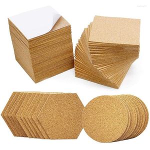 Placemats 120Pcs Ronde Hexagon Zelfklevende Kurk Vierkant Multiplex Herbruikbare Board Mat Gebruikt Voor Onderzetters En Doe-het-zelf