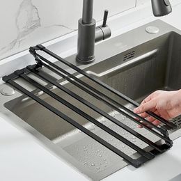 Tapis de table 19 pouces pliable égouttoir pour évier cuisine aluminium enrouler égouttoir suspendu Orginazer