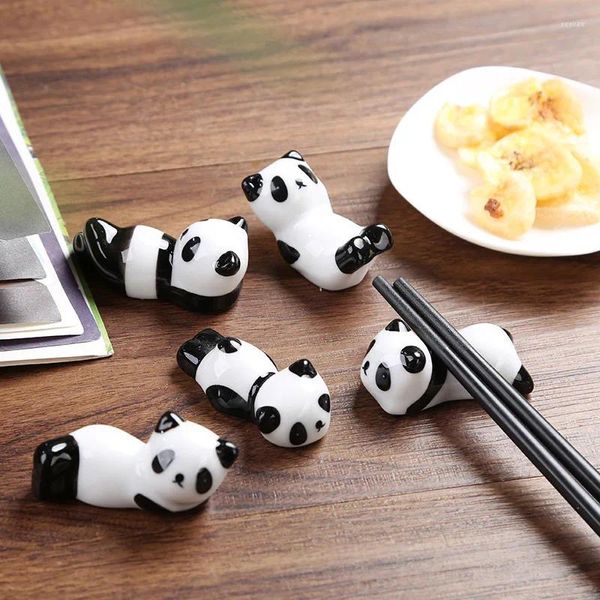 Tapis de table 1pc mignon panda en céramique porte-baguettes art artisanat cuillère fourchette dessin animé ustensile de cuisine stockage vaisselle oreiller pour les cuisines à domicile